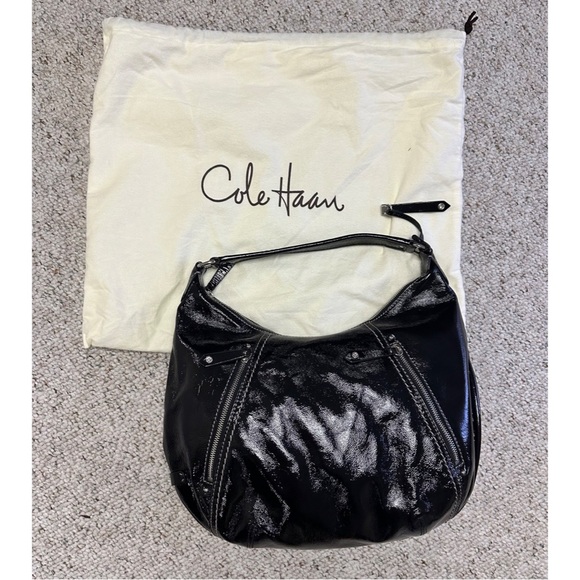 Cole Haan Handbags - Cole Haan black shiny patent leather tote shoulder bag
